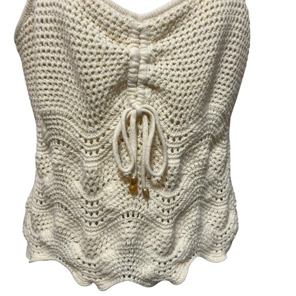 Rachel Zoe Boho Crochet Crop Babydoll‎ Top L Ivory Indie Sleaze Coquette Resort - Picture 5 of 11